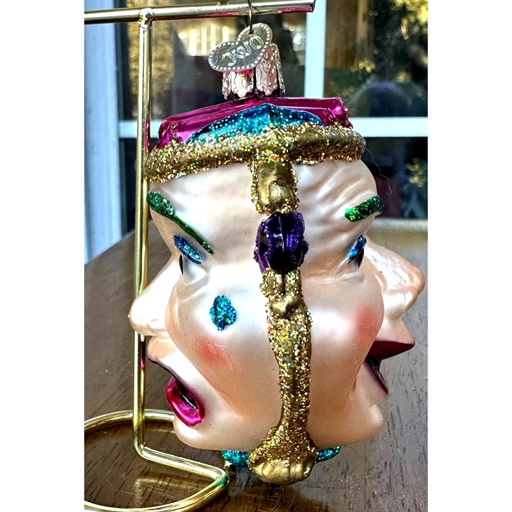 VTG Old World Christmas Comedy Tragedy Ornament Glass Mask Theater New Rare OWC