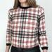 Bouclé Knit Plaid Top
