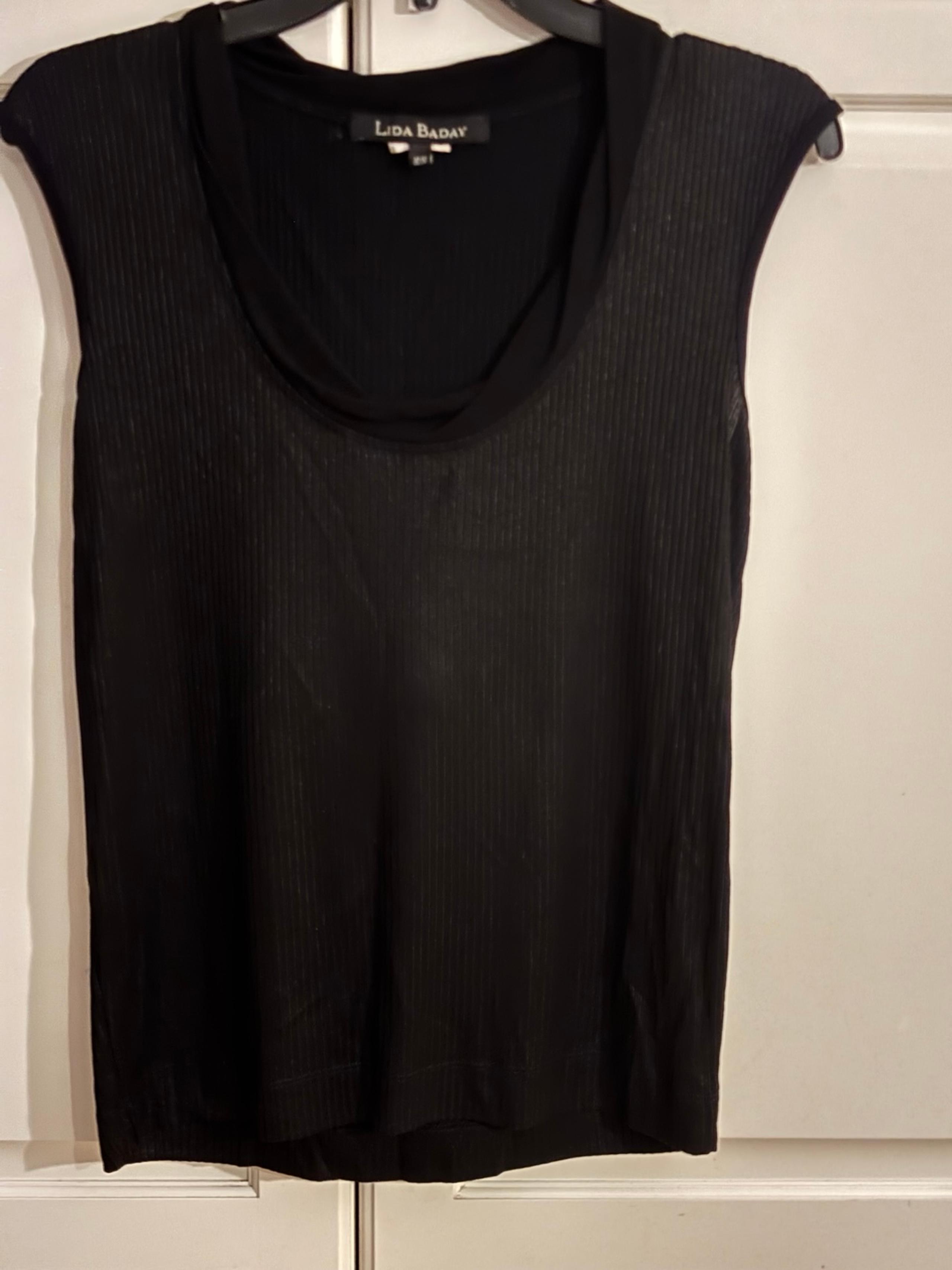 Lida Baday ribbed knit sleeveless tank top. Black size medium.