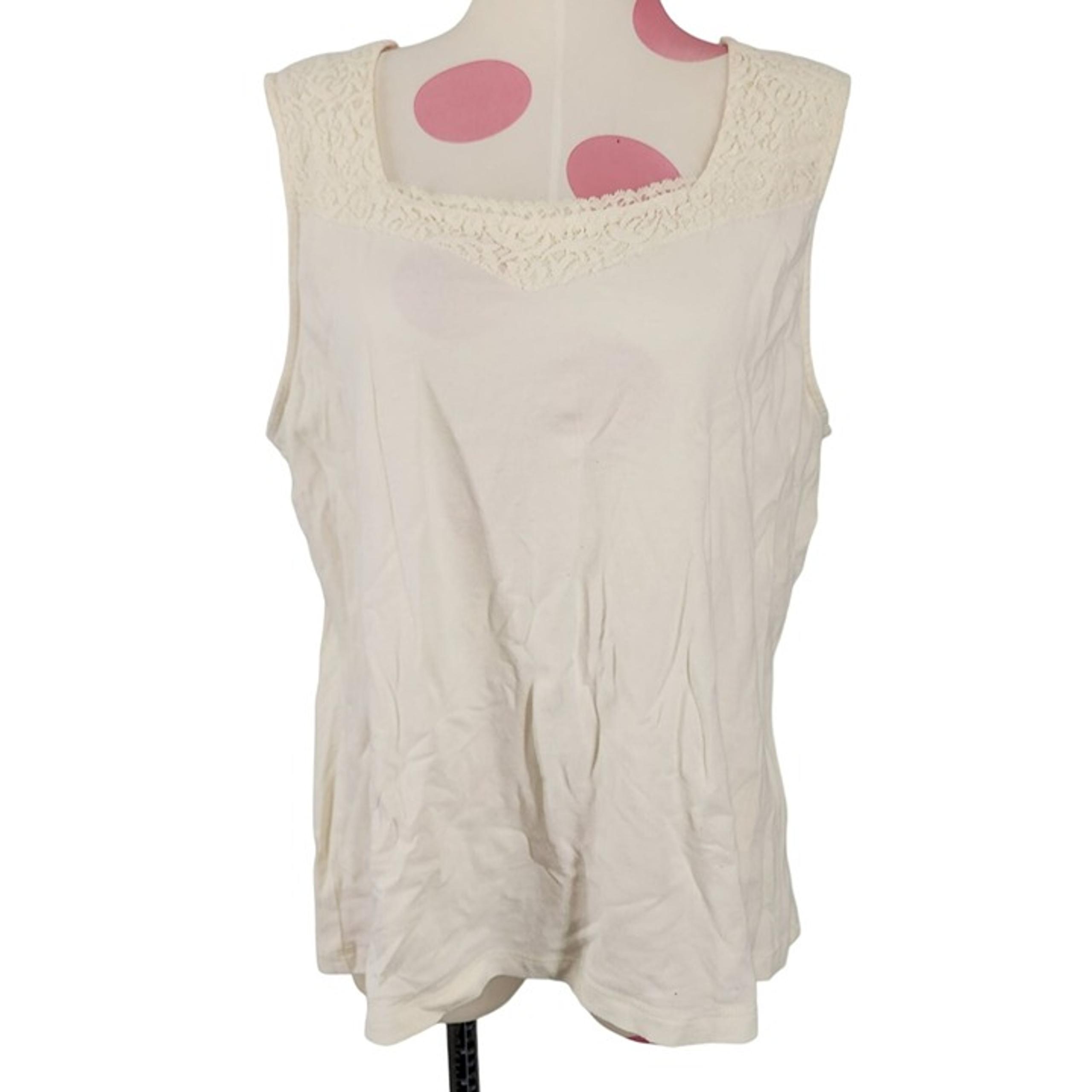 Women's Coldwater Creek Lace Trim and Upper Back Tank Top Blouse Large Cream