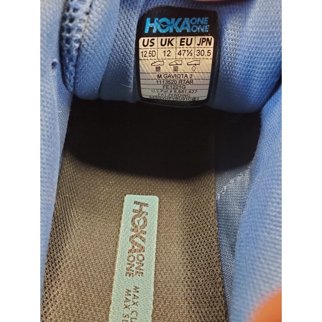 HOKA ONE ONE Gaviota 3 Men's Sz 12.5 D hot Running Shoes Blue Sharkskin (RTAR) Nice!