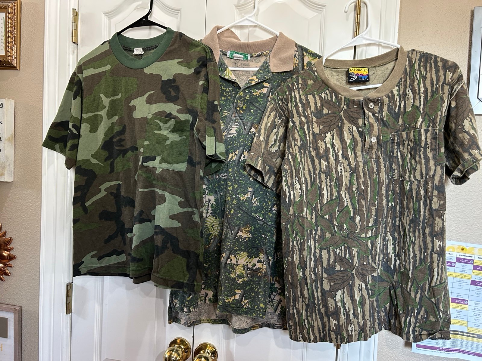 Three vintage Sasquatch camo men medium Shirts