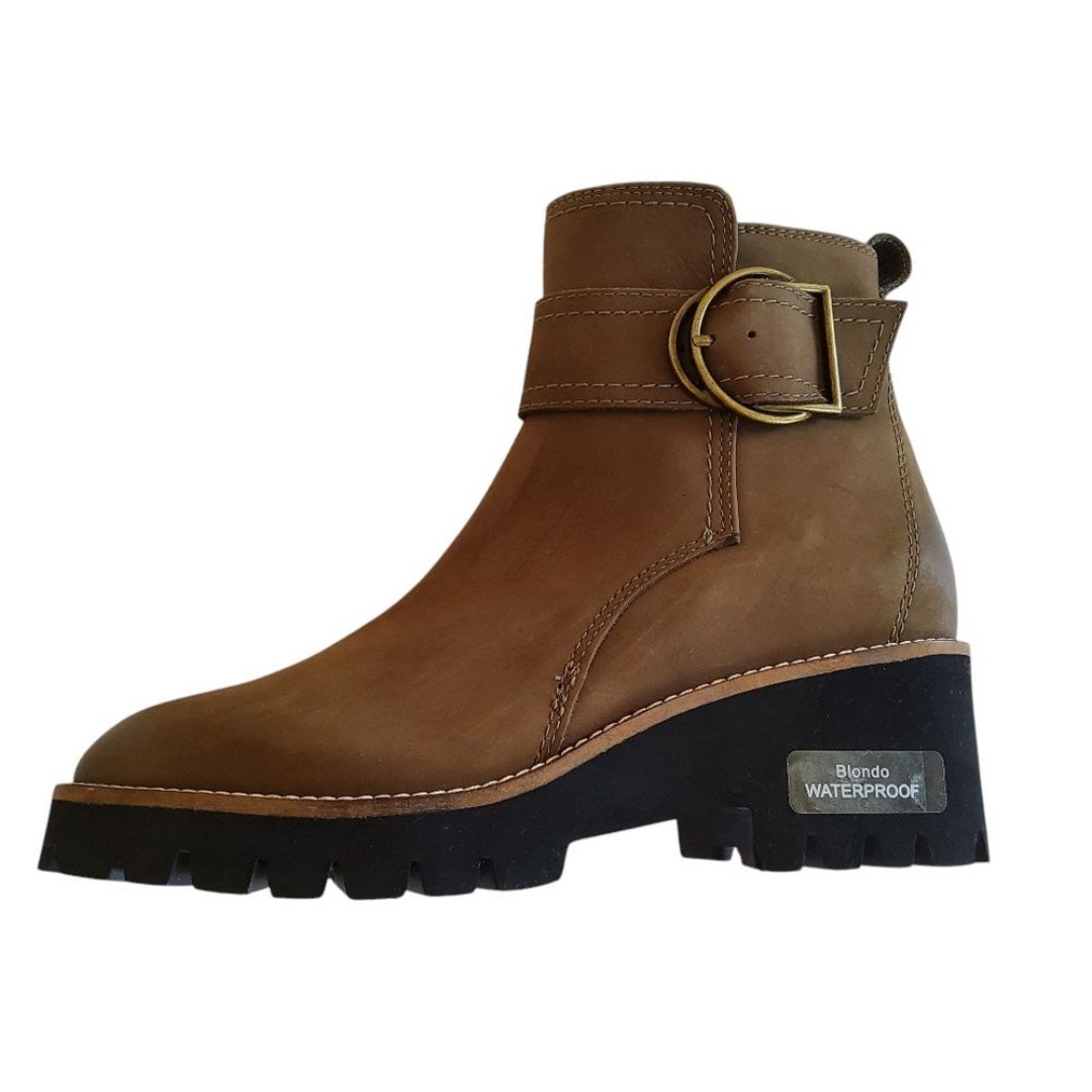 New Blonde Dakota Waterproof Leather Ankle Boots Brown Size 6.5 Olive Green
