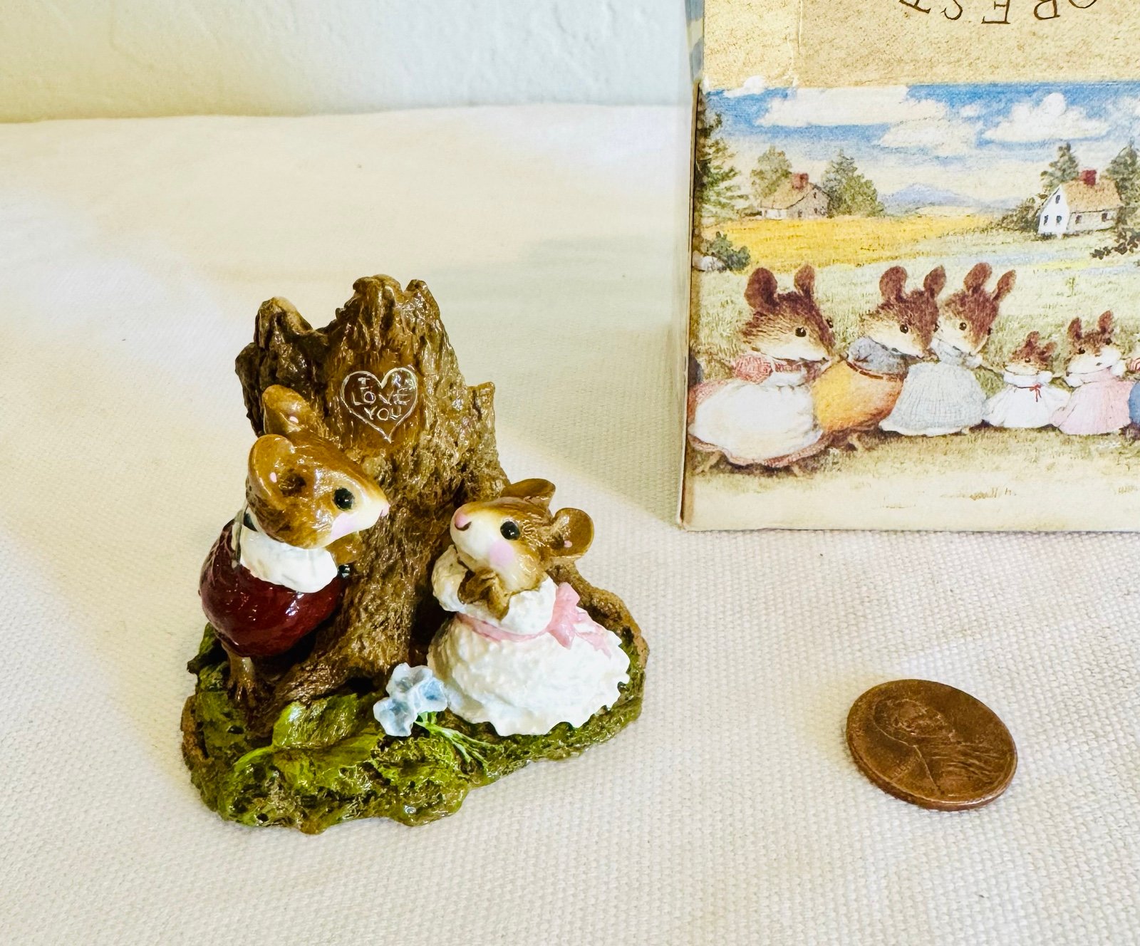 Wee Forest Folk Hearts and Flowers Mice FS-02 WFF Retired Valentine's I Love You