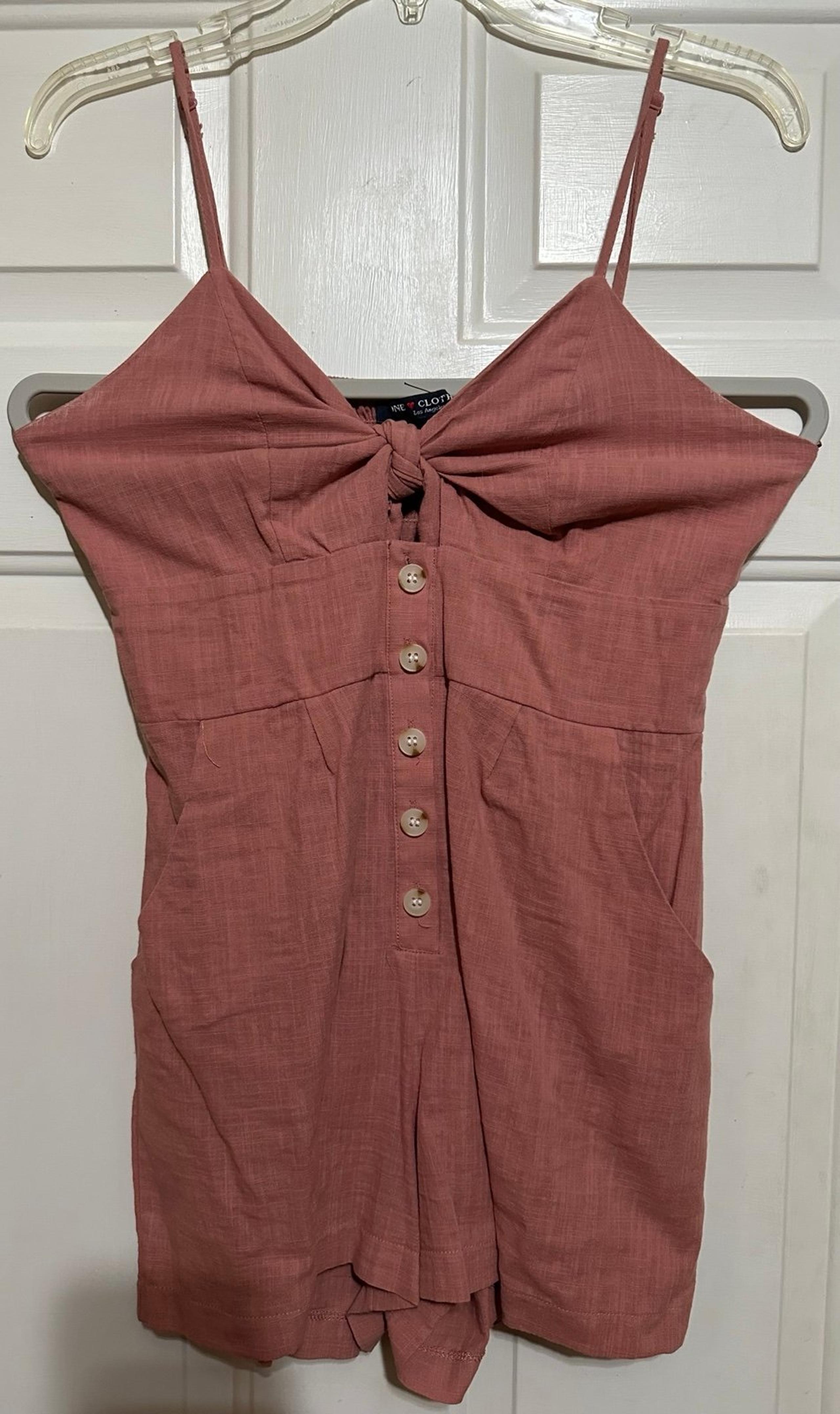 One Clothing Dark Pink  Tie Front Romper Womens Size Small