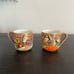 Set of 2 Vintage Moriage Beaded Porcelain Oriental Teaups