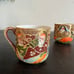 Set of 2 Vintage Moriage Beaded Porcelain Oriental Teaups