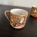Set of 2 Vintage Moriage Beaded Porcelain Oriental Teaups