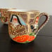 Set of 2 Vintage Moriage Beaded Porcelain Oriental Teaups