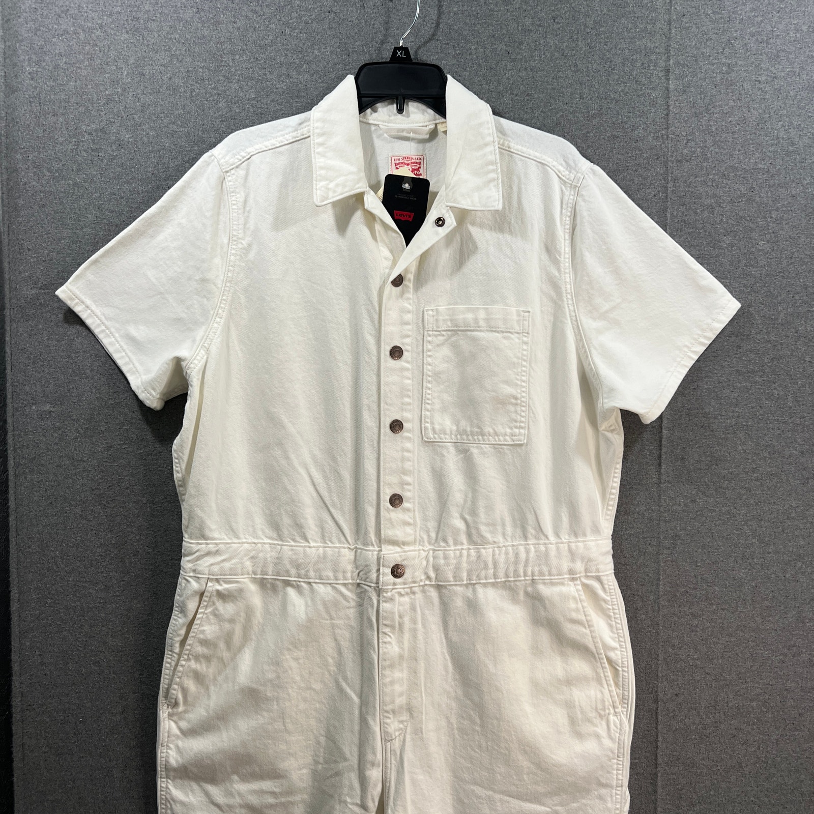 Levi's Heritage Short Sleeve White Denim Jumpsuit Size XL