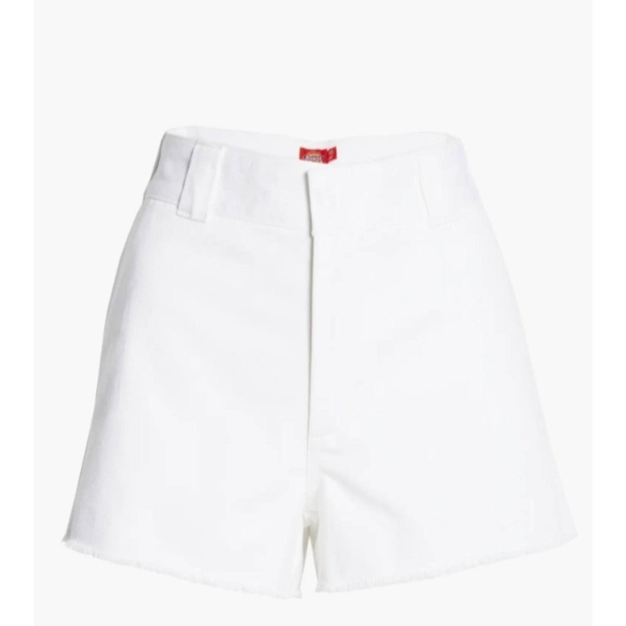Dickies 1/25 High Rise Frayed Cotton Blend Worker Shorts White NWT