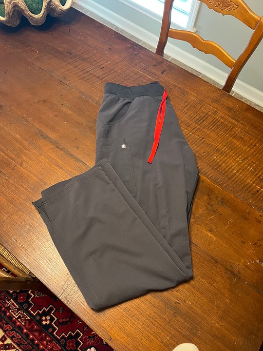 FIGS Charcoal Kade Scrub Pants (pair #2 - red ties) (L/T)