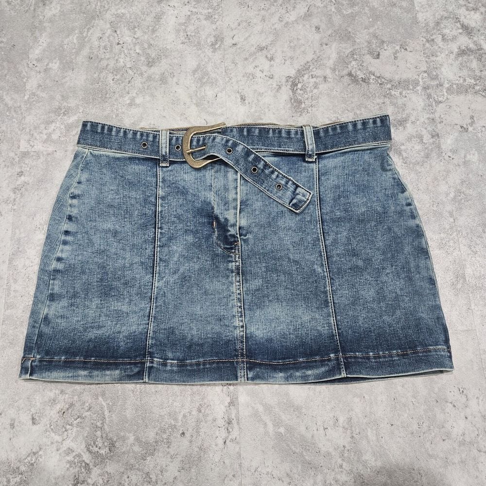 Anthropologie Pilcro Belted Denim Mini Skirt, Size 12