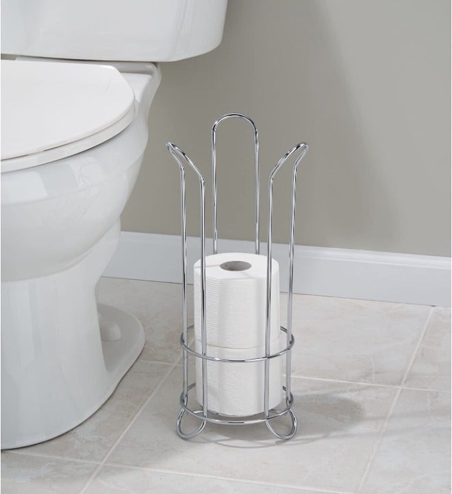 iDesign Classico Tulip Roll Reserve Tissue Holder, Set of 4, Chrome