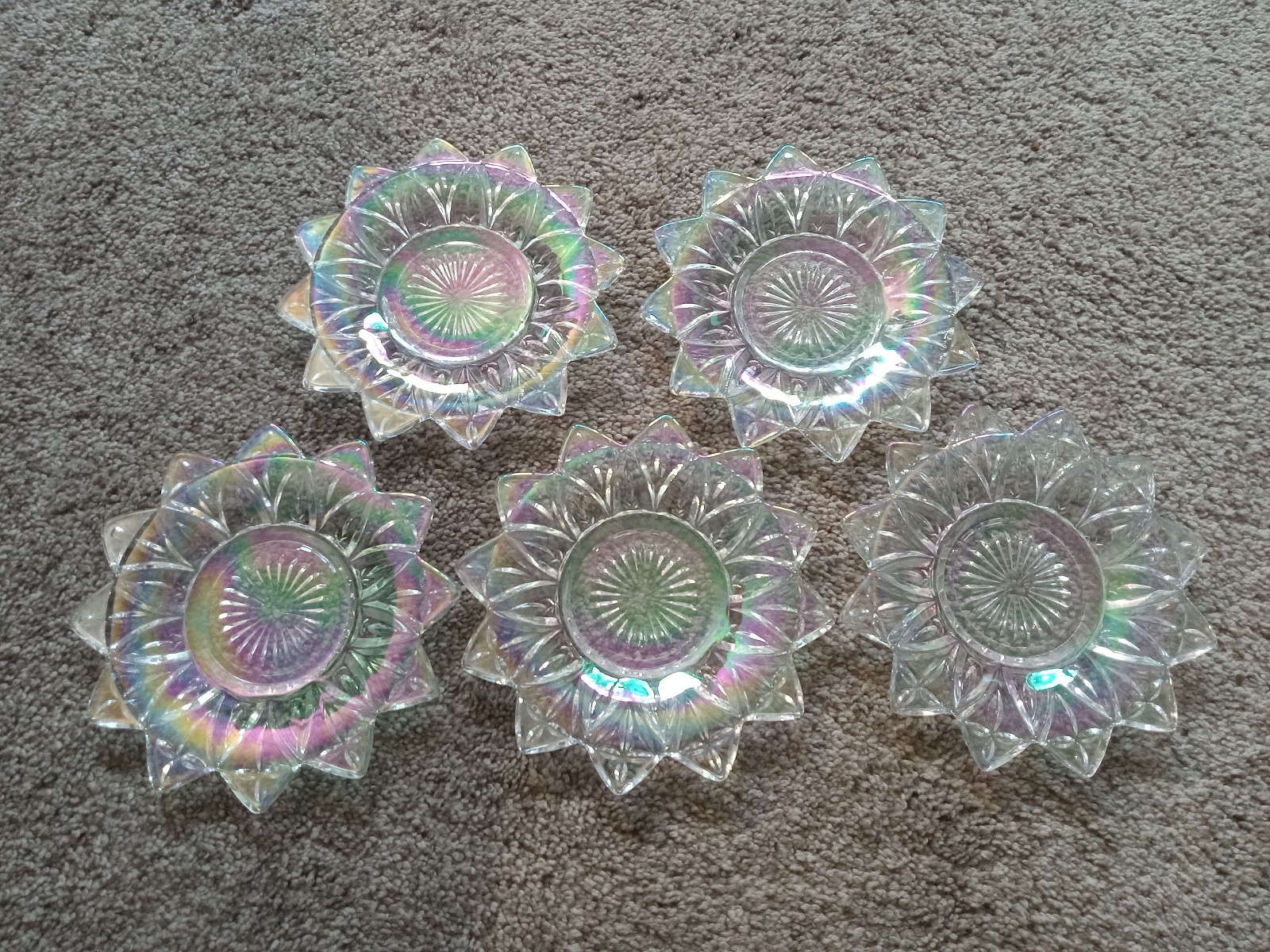 Vintage Federal Carnival Iridescent Starburst Plates