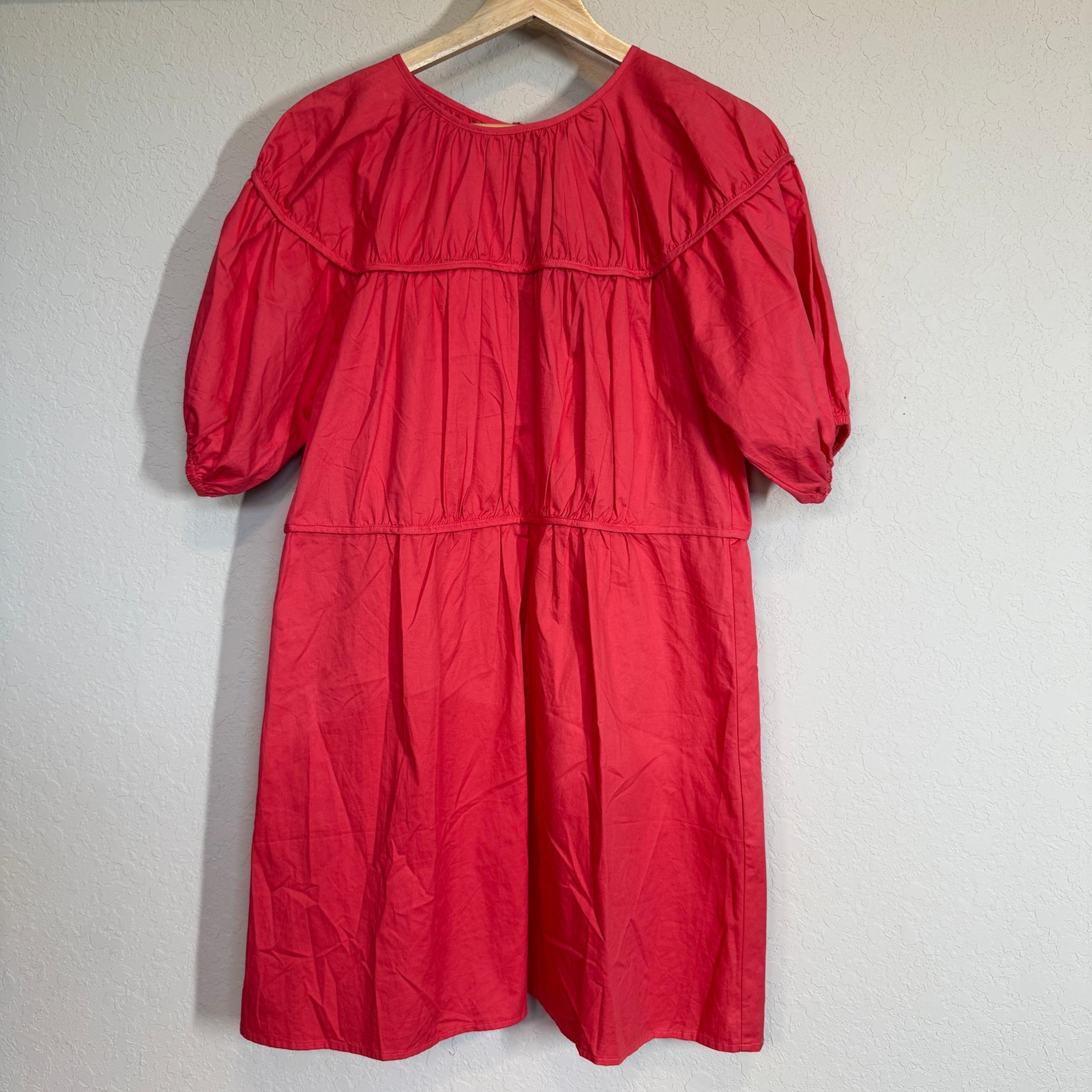 Women's Nasty Gal Back in a Mini Deep Pink Tiered Short Sleeve Dress Size 4 NEW