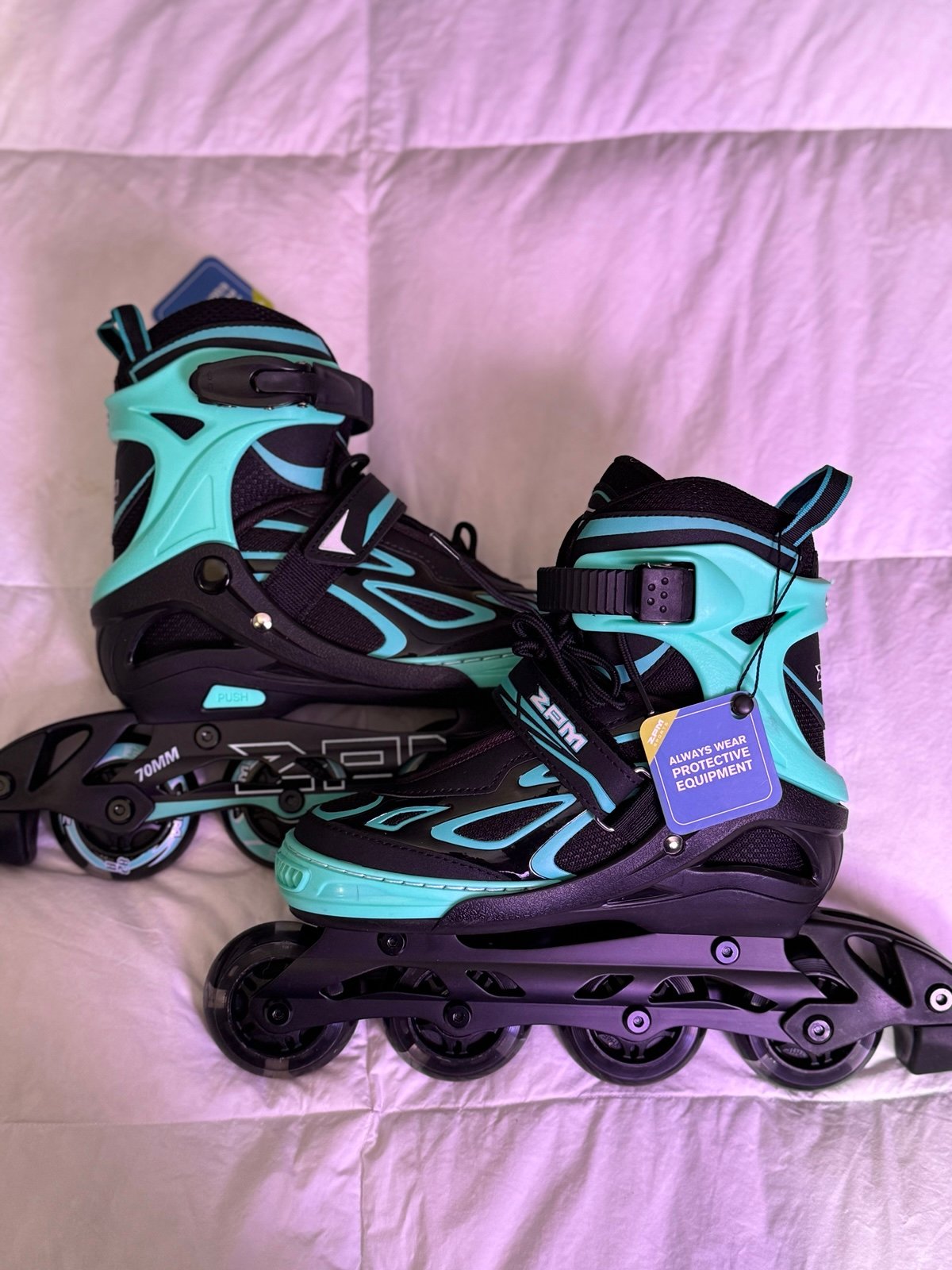 ZPM Sports Inline Roller Skates M EU 34-37 Turquoise - Wheels Light Up!