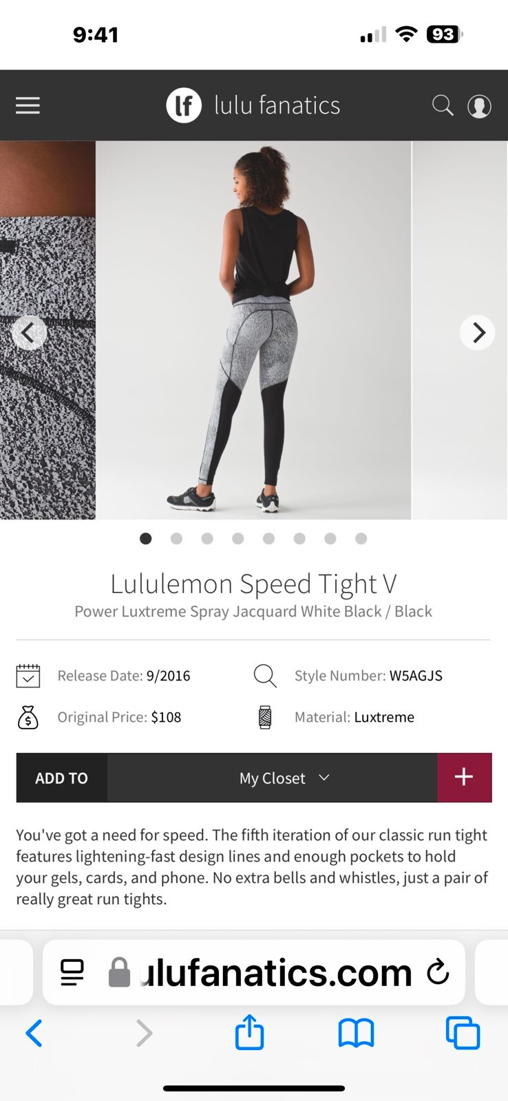 Lululemon Speed tight size 4