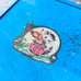 Vintage Blue Metal Doll Steamer Trunk Case Nursery Rhyme Decal