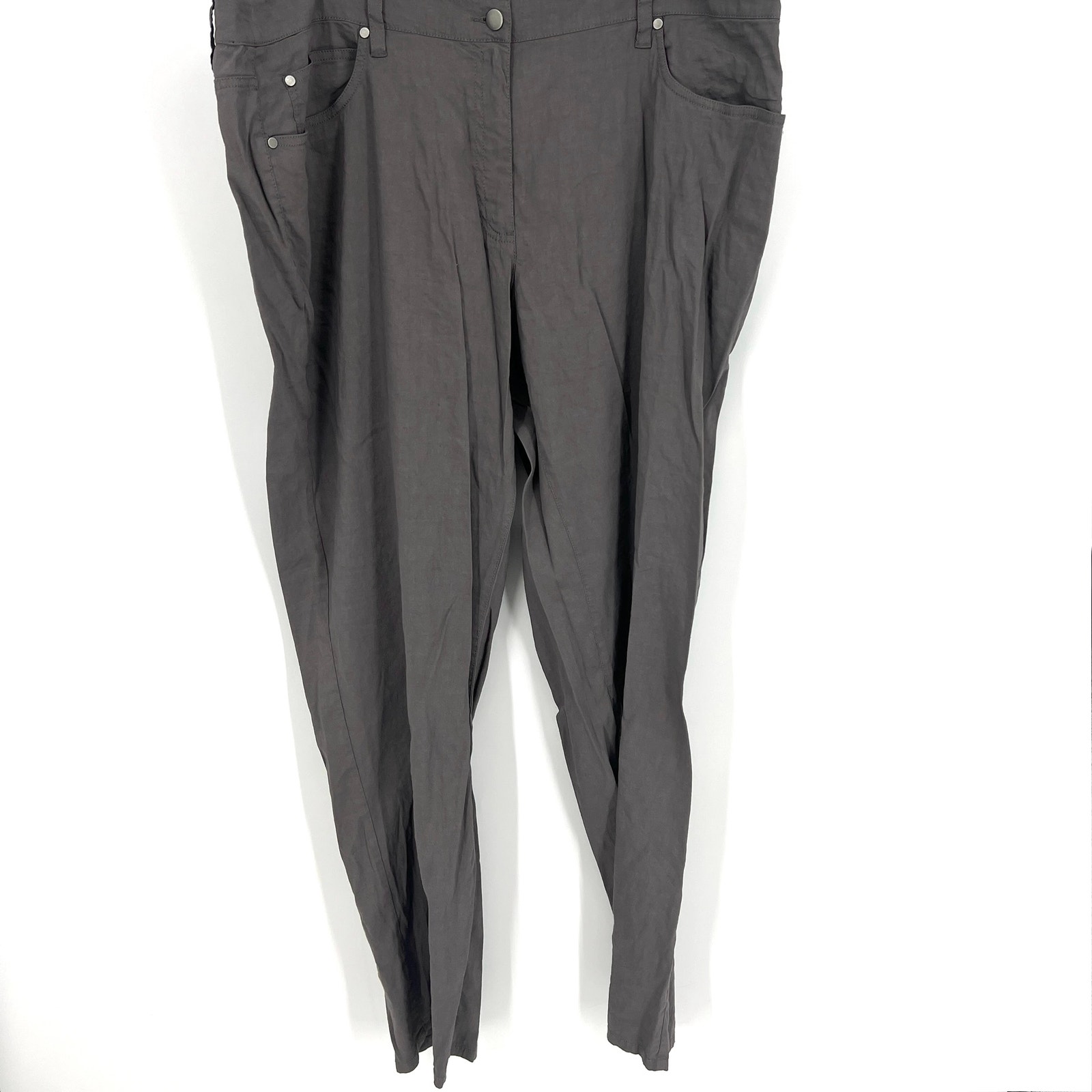 Eileen Fisher Charcoal Gray Italian Fabric Linen Stretch Pants Size 20W