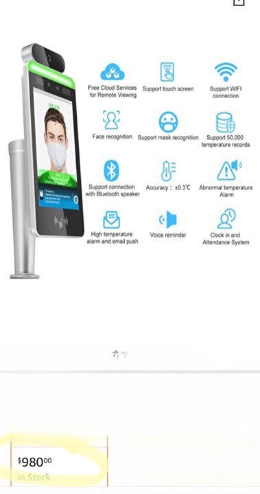 Wi-Fi Non-Contact Face Recognition Temperature Measurement Automatic Infrared Bo