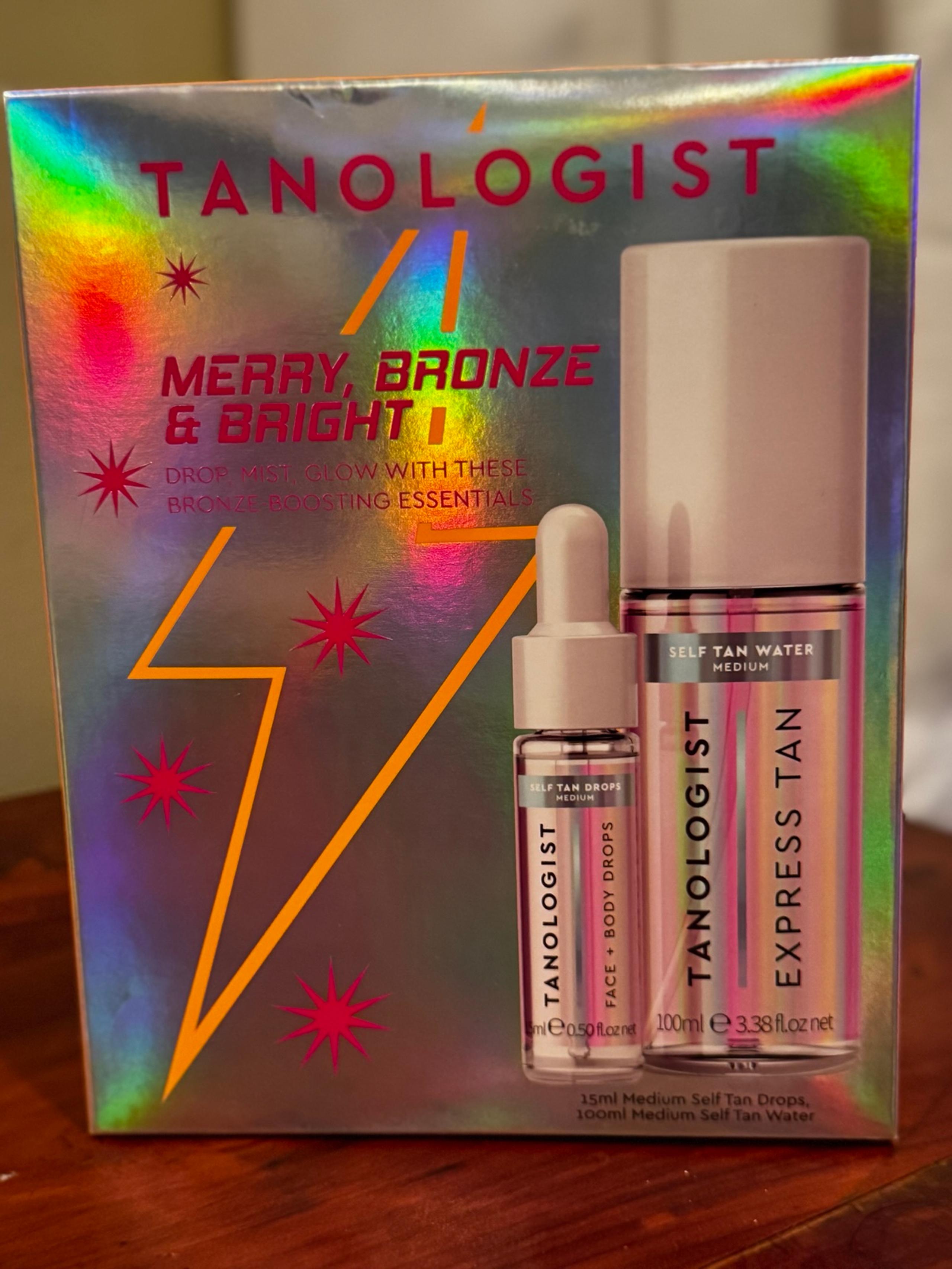 Tanologist face and body drops and water