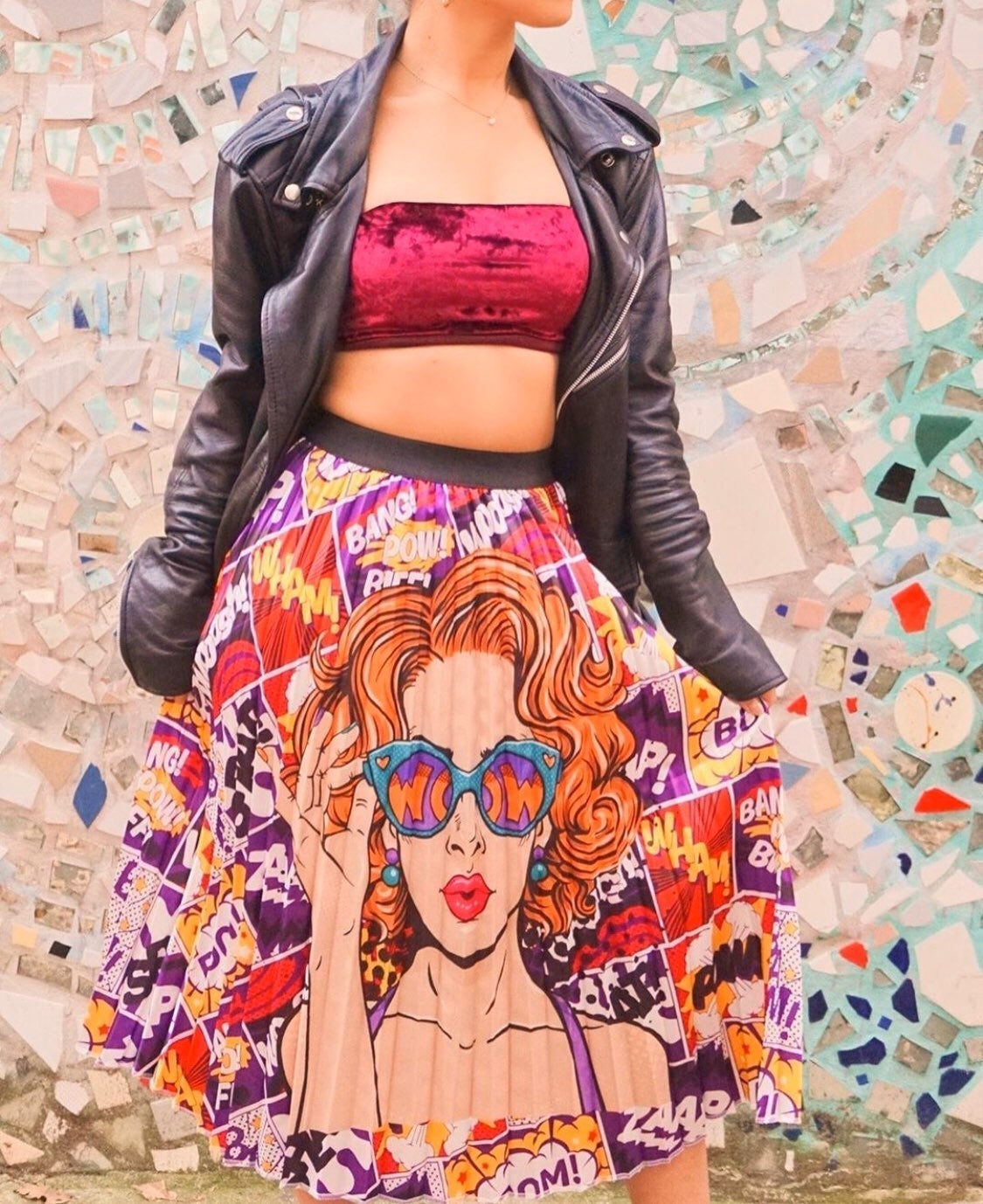 Pleated Cartoon Skirt 31 Waist