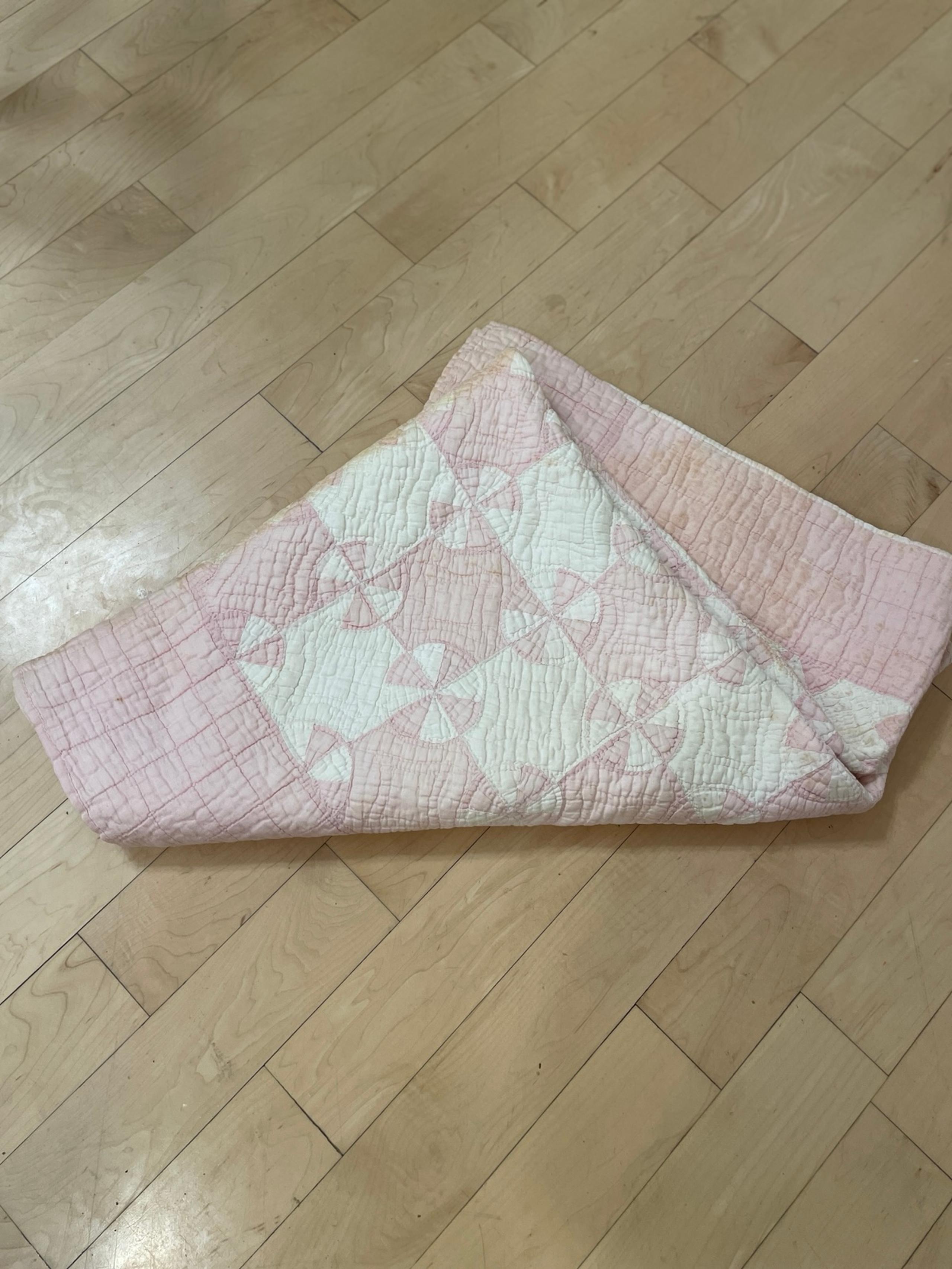 Vintage Hand Made Baby Girl Quilt Pink Quilt