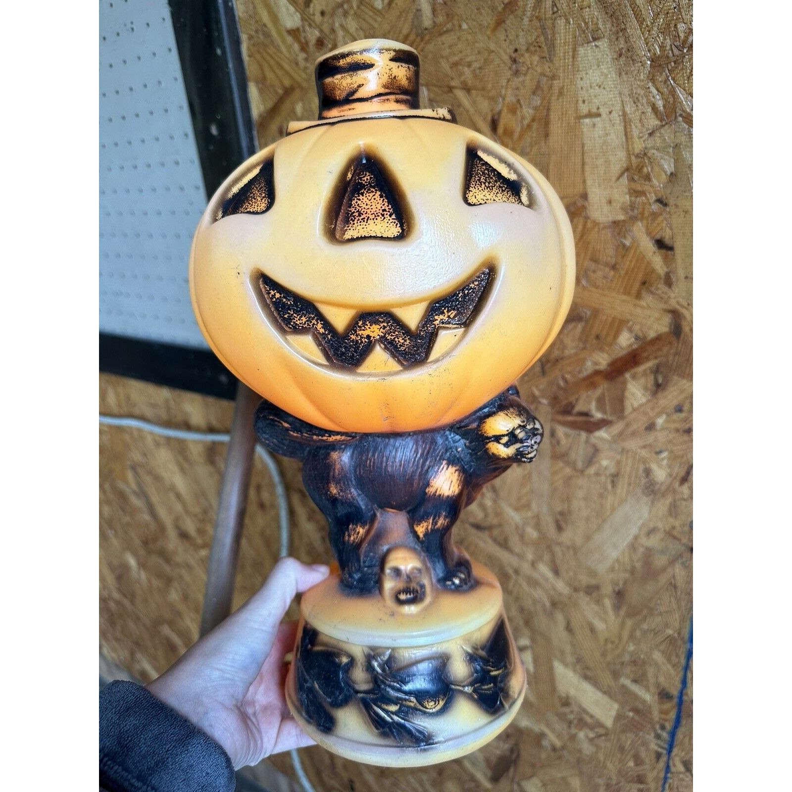 Vintage Empire Halloween Blow Mold Lighted Pumpkin Black Cat Skull Witches 14
