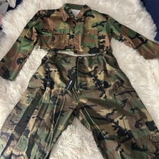 Green Camouflage Cargo Jacket & Pants Set