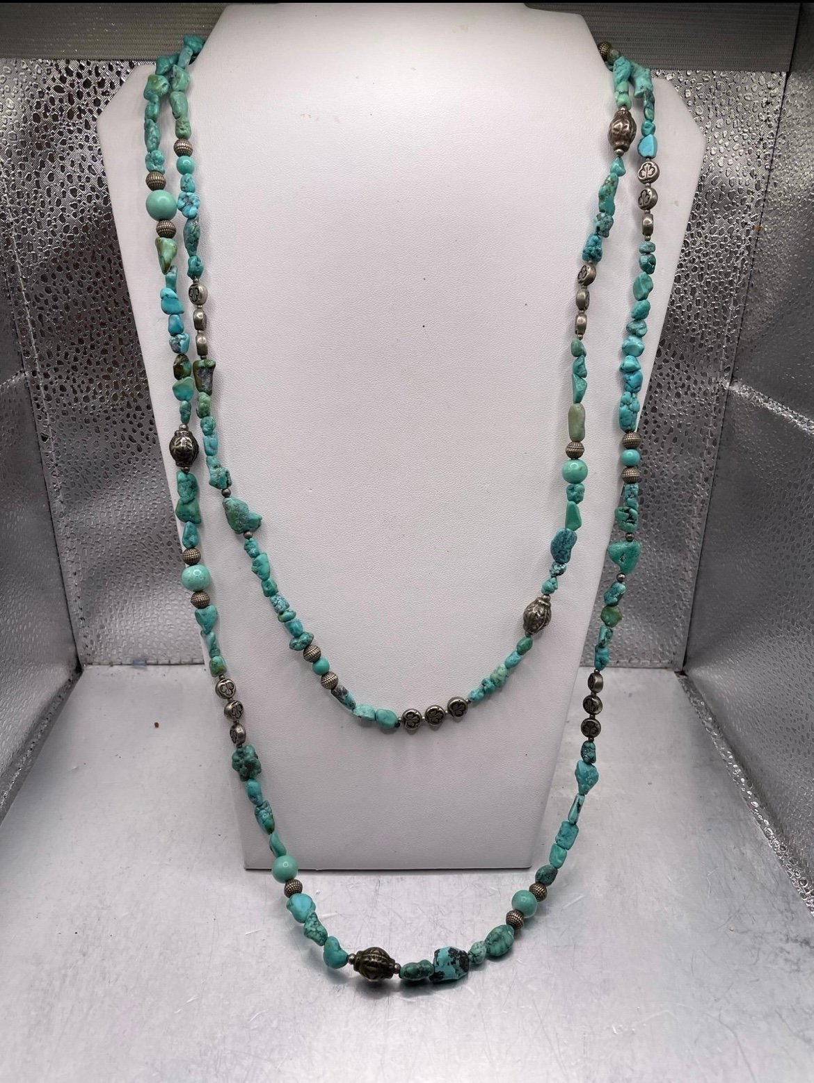 30 inches tumbled turquoise bead necklace