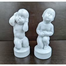 Vintage B&G Bing Grondahl Porcelain 2 Baby Boy Aches Collection Figurine Denmark