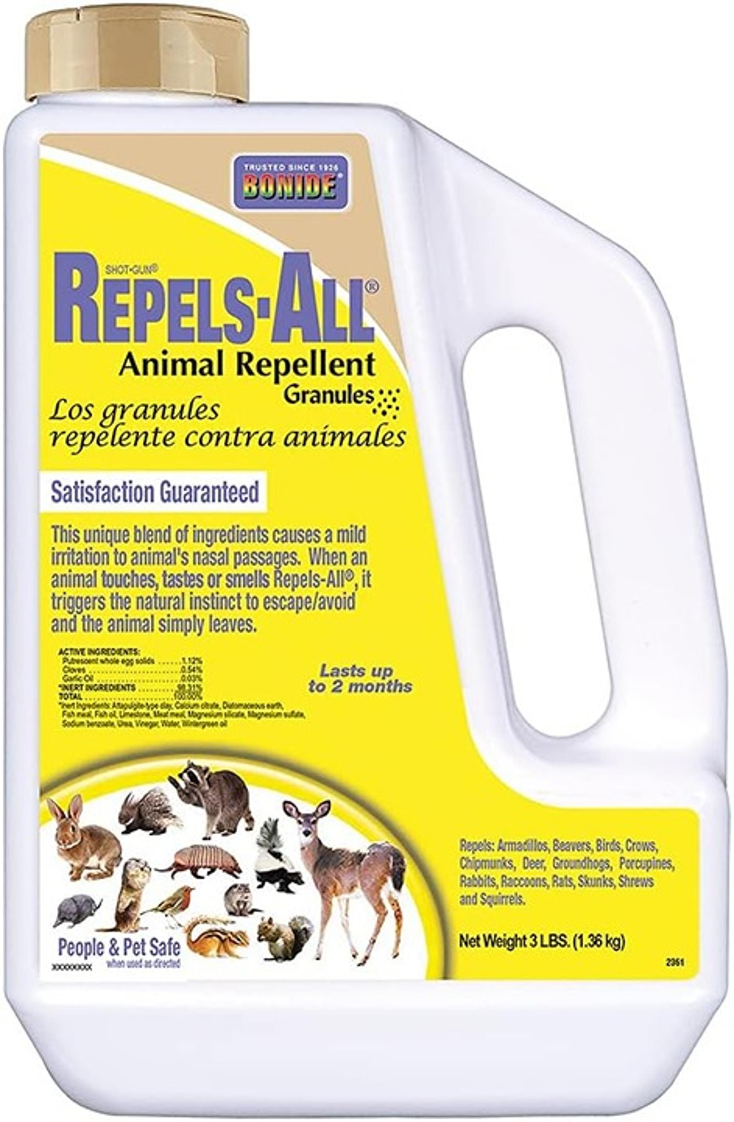 Bonide Repels-All Animal Repellent Granules, 3 lbs. Ready-to-Use Deer & Rabbit