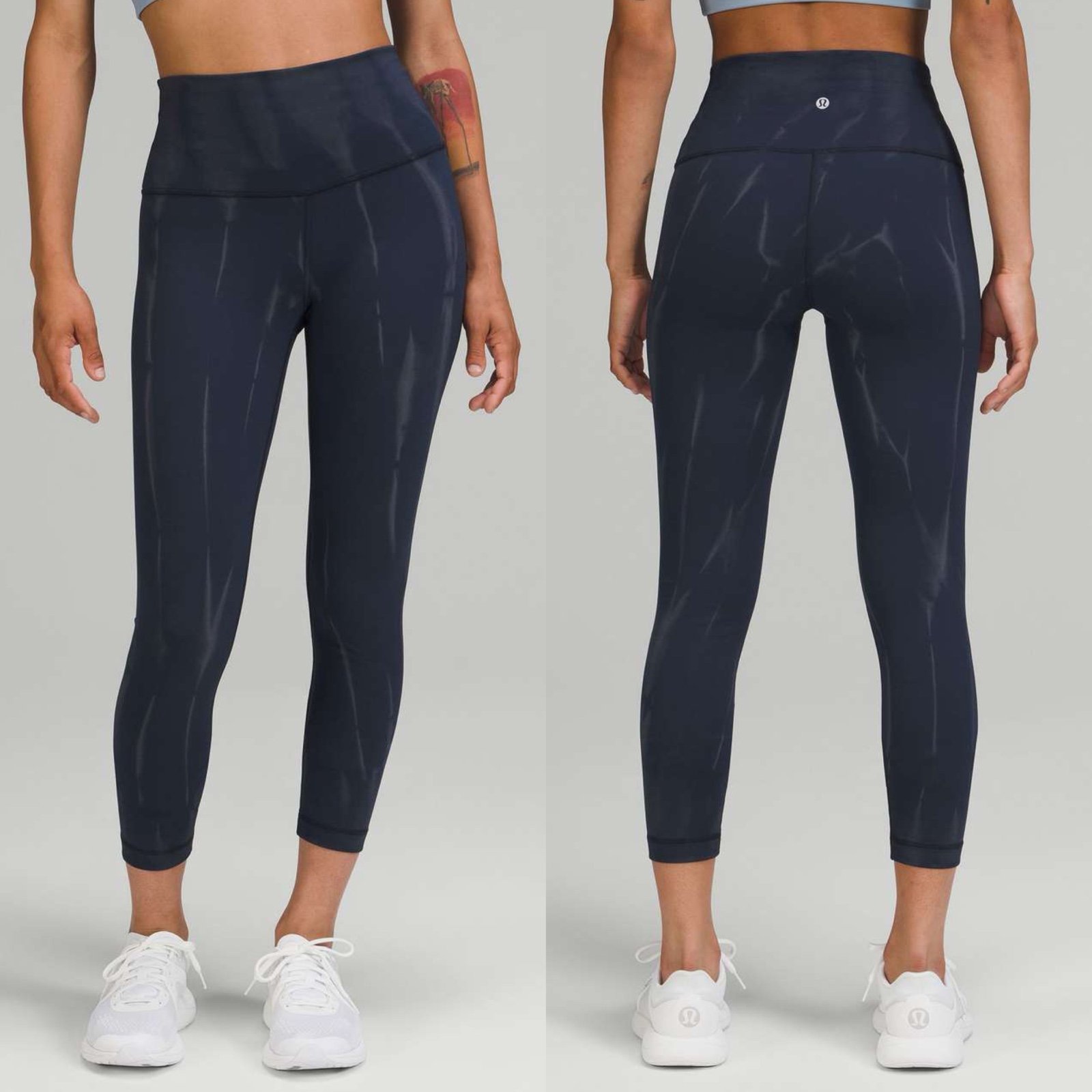 Lululemon Wunder Train High-Rise Crop Sz 6/23 In Sun Bleached Wash True Navy