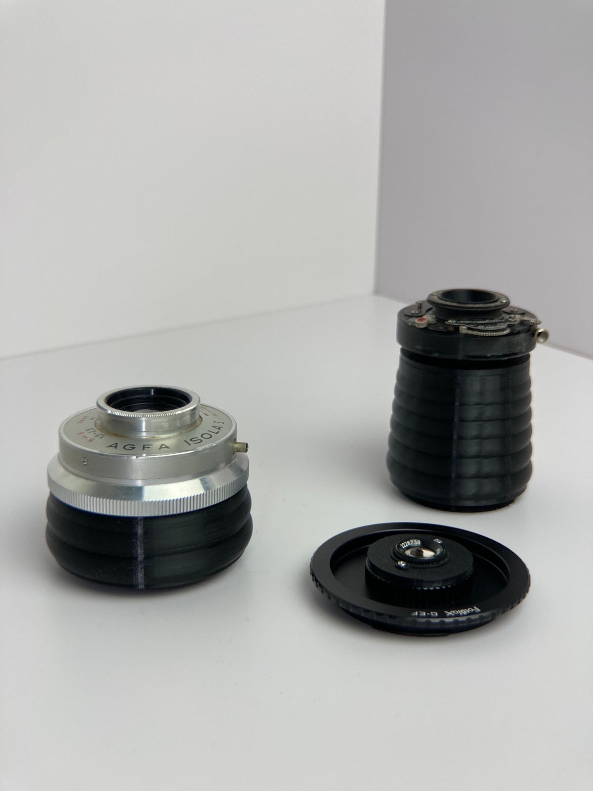 Vintage lens set M42 Voigtlander Agfa Isolai and canon EF Macro lens