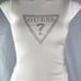NEW GUESS Ebony Turtle Neck Sweater Tank Sparkle Logo Sleeveless White Size M