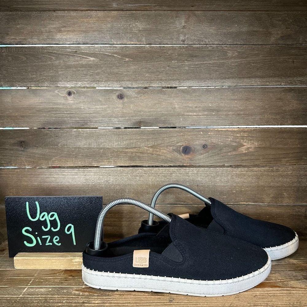 Womens Ugg Delu Black Casual Comfort Slip On Backless Espadrilles Flats Size 9 M