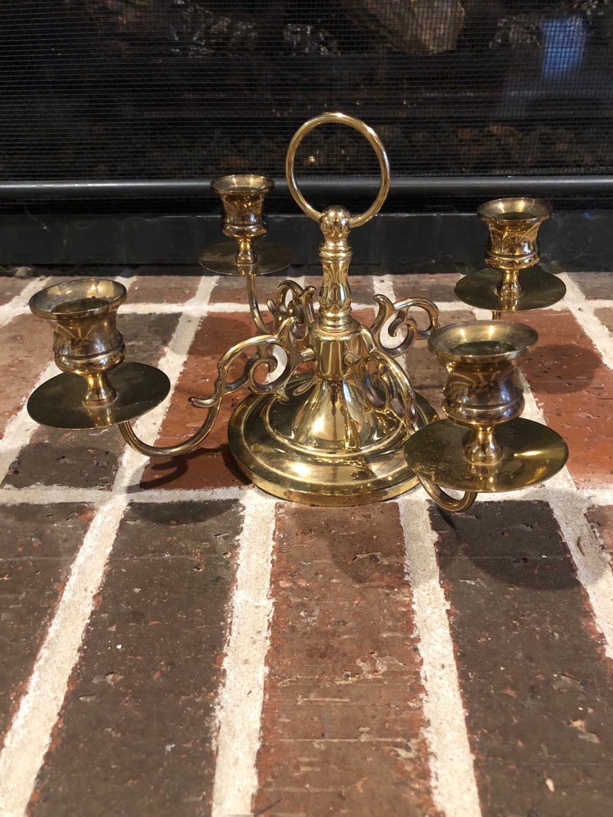 adorable vintage gold brass Baldwin colonila style candelabra 7x10”