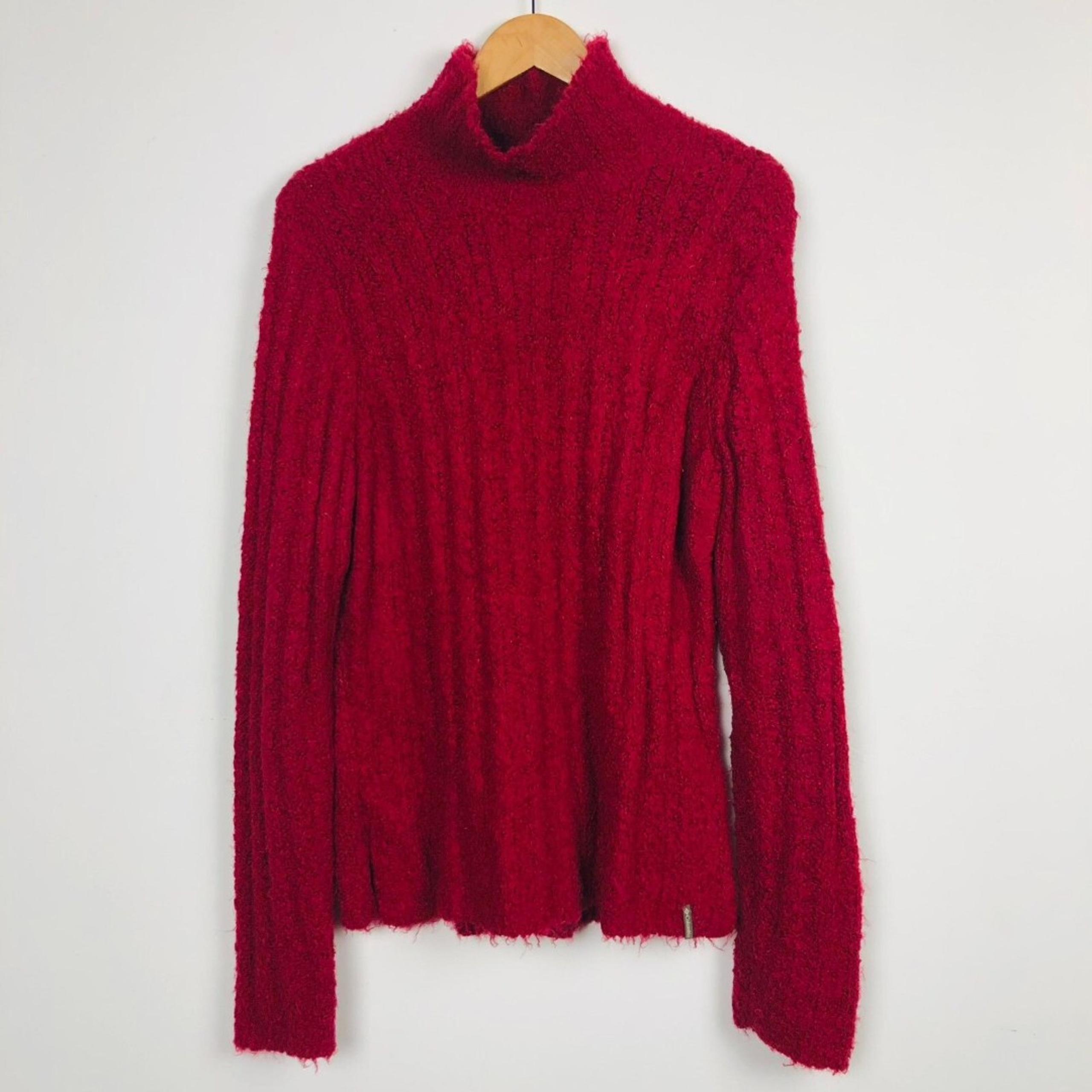 Columbia Women's Fuzzy Long Sleeve Mock Neck Pullover Sweater Red Size Large