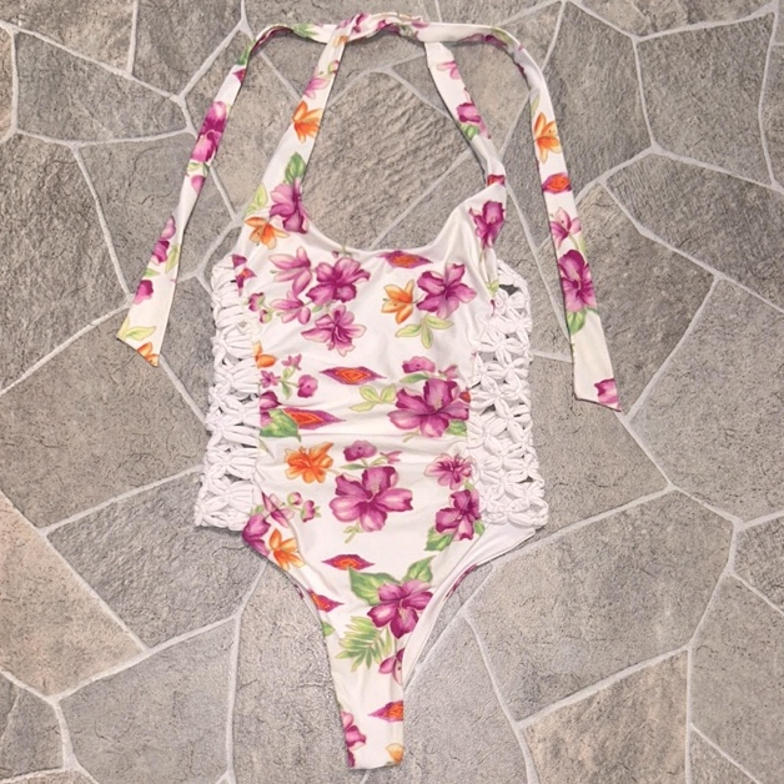 Frankie’s Bikinis Floral Woven Side One Piece S XS