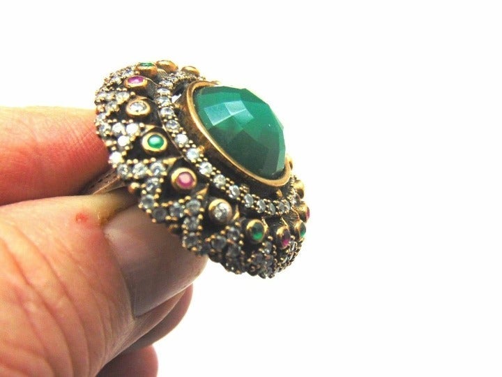 Turkmenistan Ring Sterling Ruby Emerald