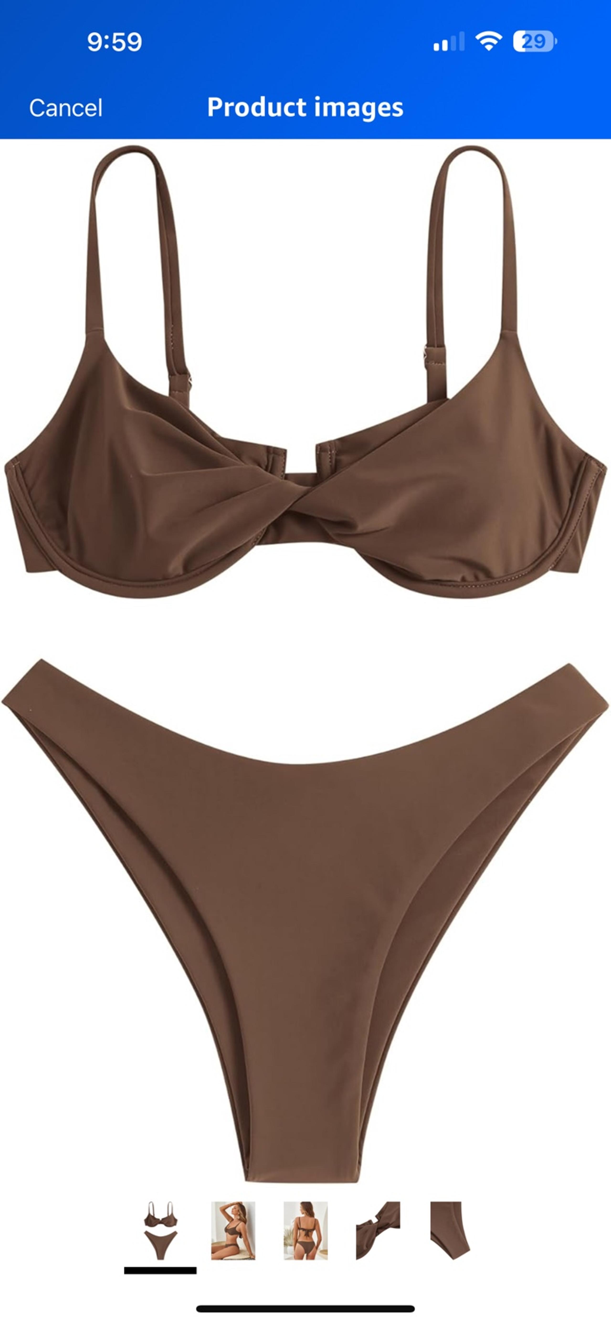 ZAFUL Women's Twist Front Bikini Sets Underwire Tie Back Bikini Size Small