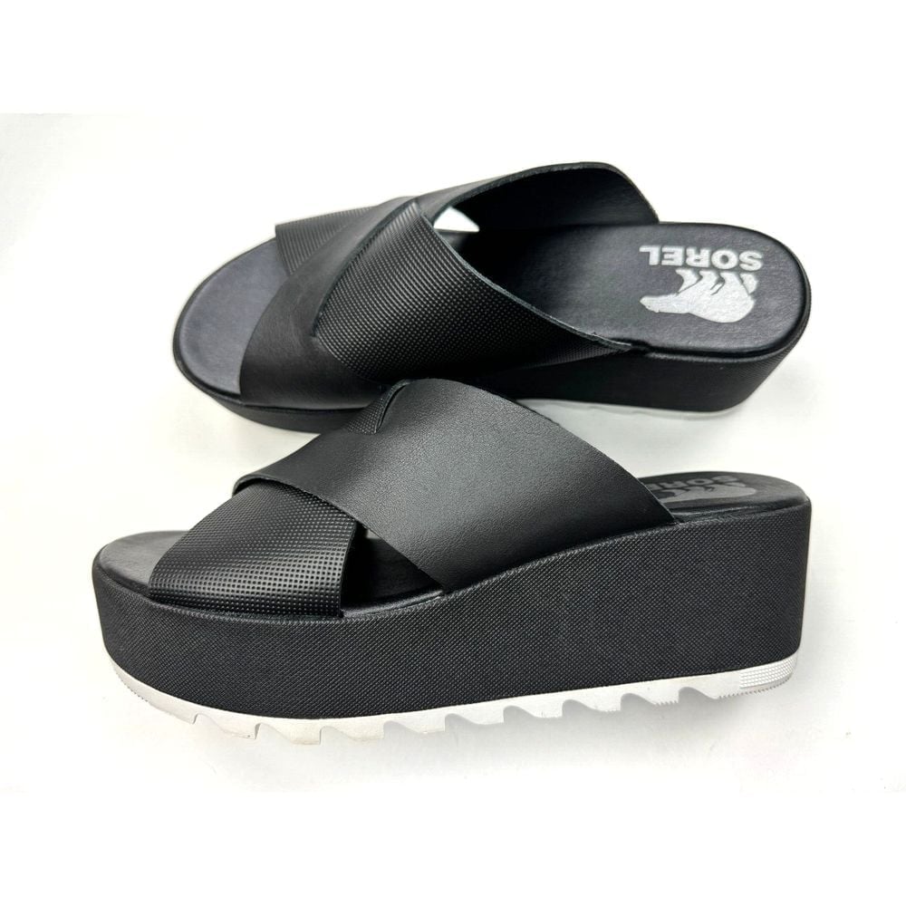 Sorel Cameron Flatform Mule Sandals Women 7.5 EUC Comfortable Open Toe Black