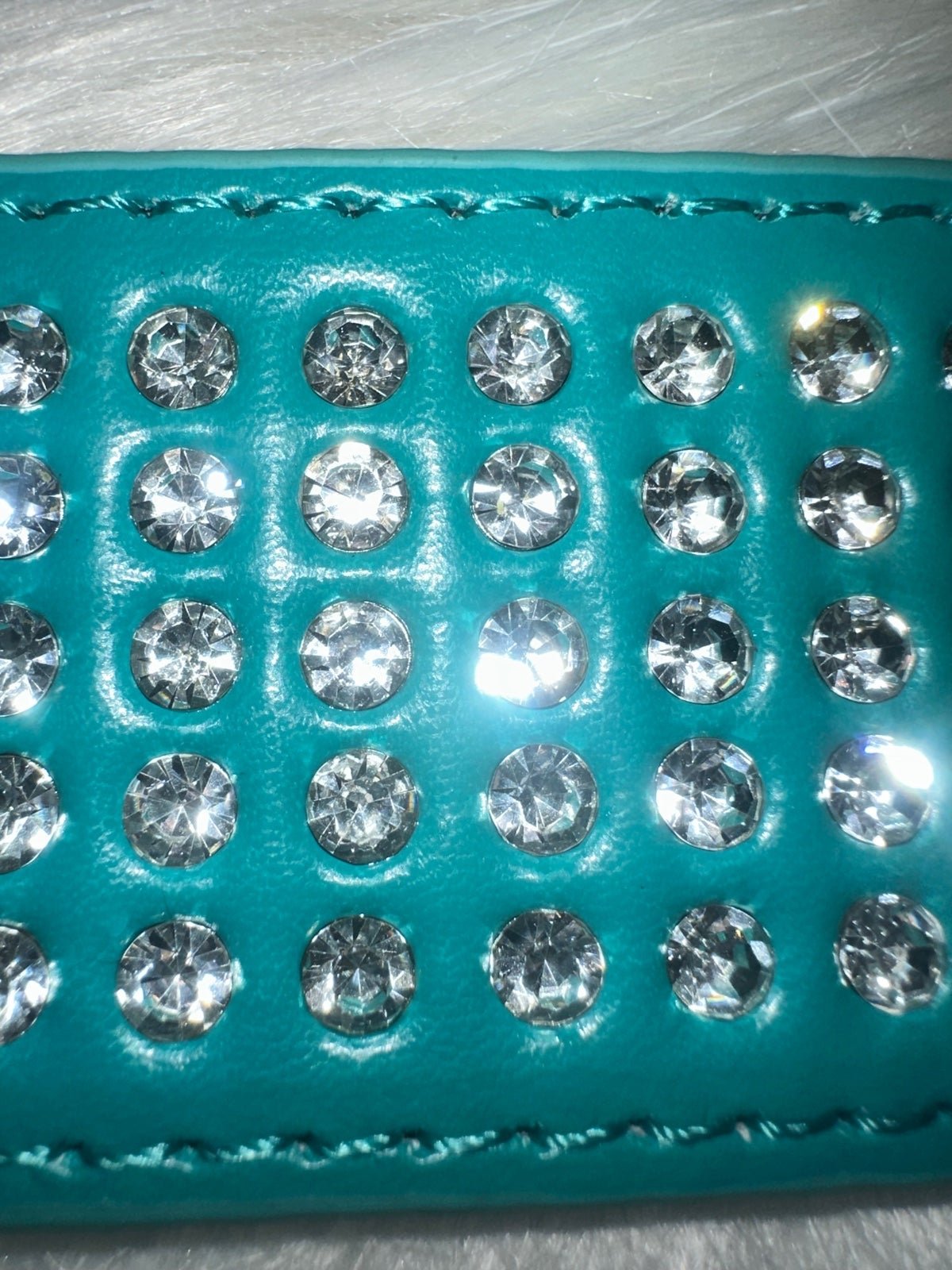 Large Teal / Turquoise rhinestone studded collar