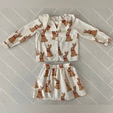 MINI RODINI bunny blouse & skirt set girl's size 92-98 (US 1.5-3Years)