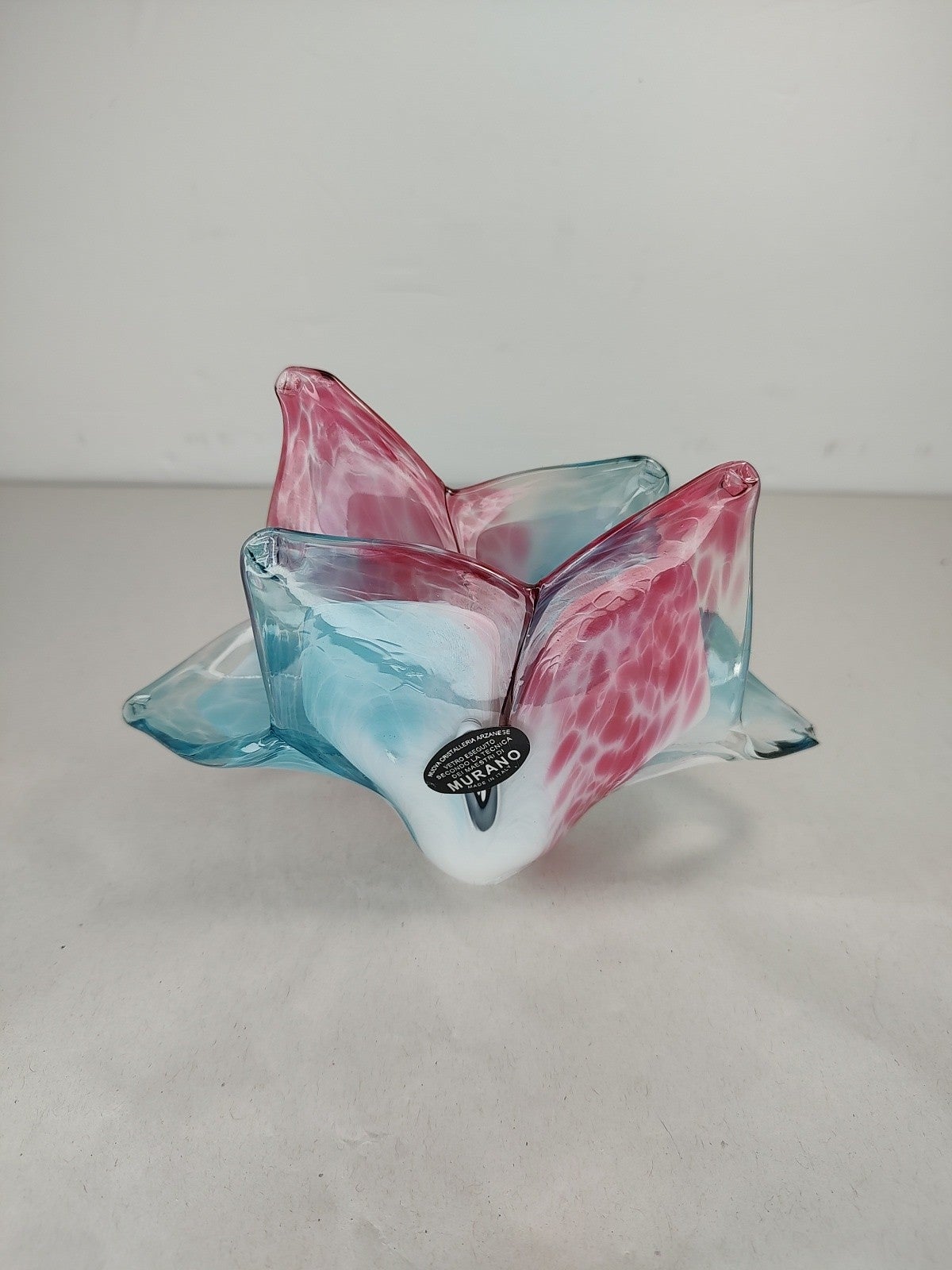 Vintage Murano Artglass Handblown, Napkin Holder or Letter holder, Violet/Blue