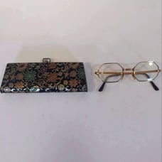 Vintage Hexagon Eyeglasses 1/20 14k Gold Filled 16-20 & Brocade Hard Shell Case