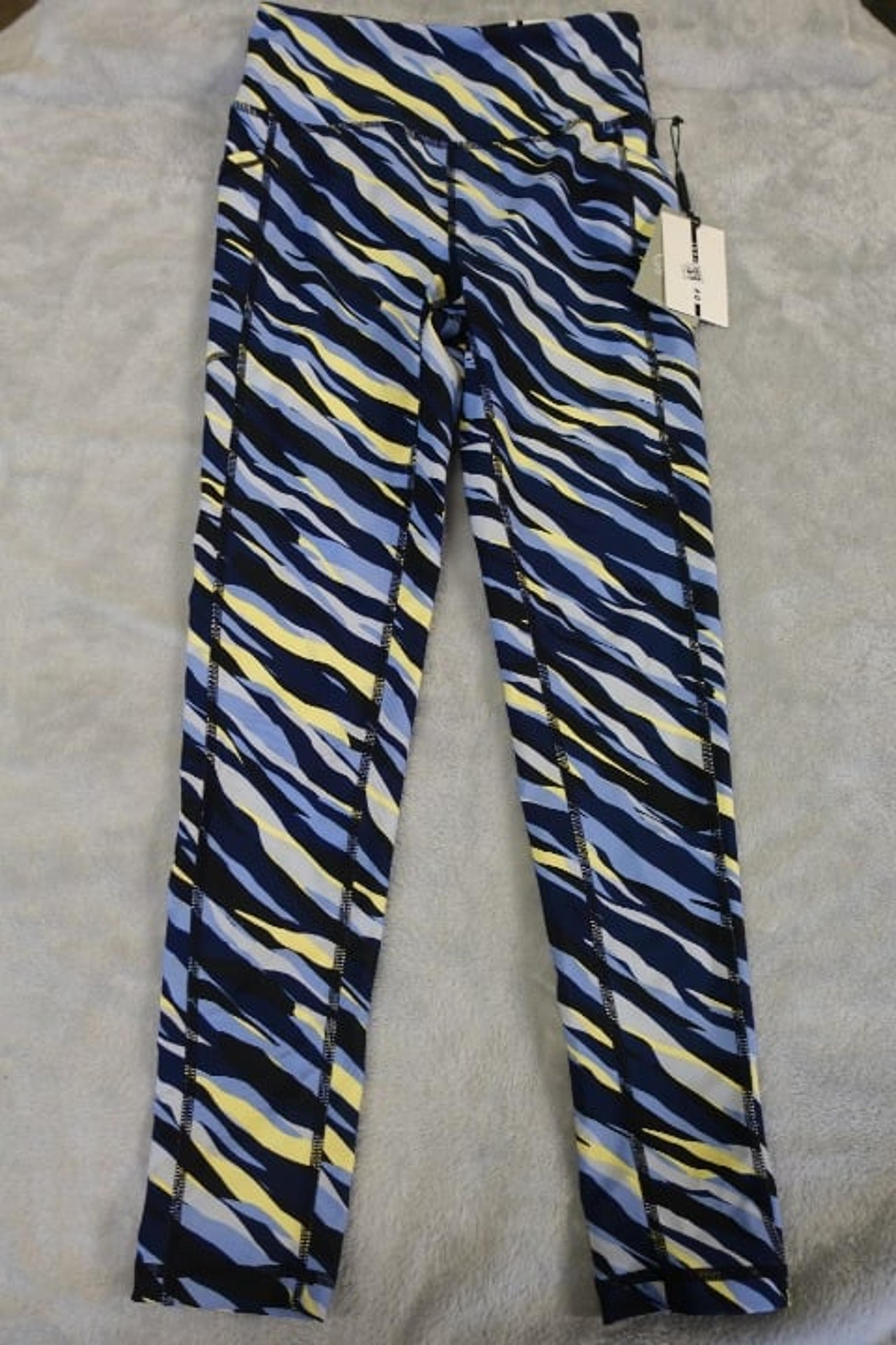 DKNY SPORT Women's Hydrangea Printed High-Rise Pull-On Ankle Leggings SZ XS