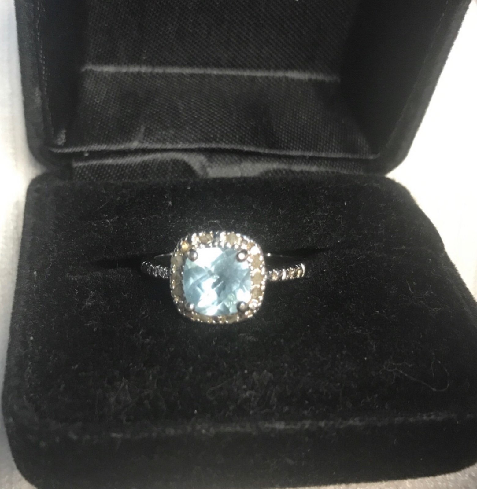 Aquamarine Sterling Silver Ring 7.5