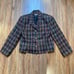 Vtg DONCASTER 100% Silk Rainbow Tweed Cropped Blazer Size 14